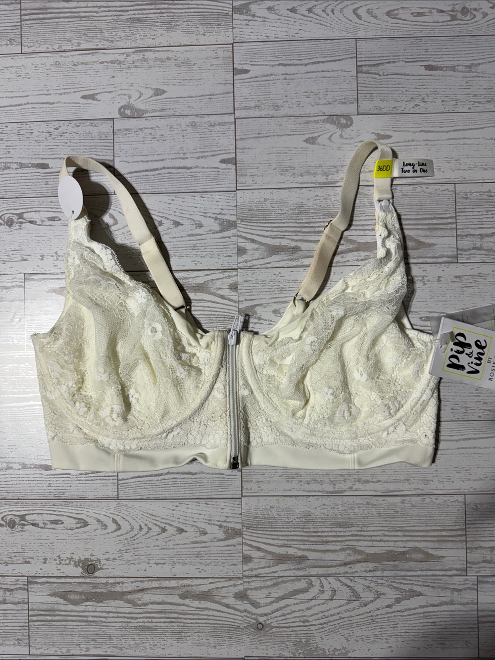 Rosie Pope Cream Lace Front-Zip Nursing Bra